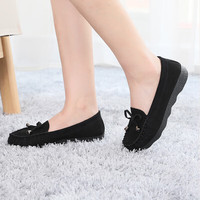 维致 老北京布鞋女蝴蝶结单鞋百搭黑色工作鞋女休闲鞋妈妈鞋 WZ1020 38