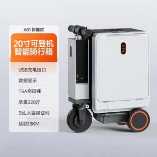 DTA电动行李箱可登机20寸旅行箱骑行代步可坐大人智能伸缩拉杆箱 珍珠白 1英寸 20寸可登机配电池+晒