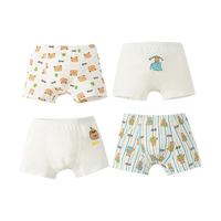 贝肽斯男童内裤夏季儿童平角裤男孩大童卡通四角短裤不夹PP无骨内裤 森林熊熊 90 cm