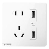SIEMENS 西门子 皓彩系列 5UB2672-3NC01 双USB五孔插座 雅白