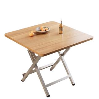 坤奉 可折叠餐桌家用小桌子出租屋小户型吃饭简易方桌户外便携摆摊桌 胡桃色简约镀锌腿