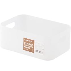 茶花 磨砂塑料化妆品桌面储物盒首饰口红护肤品宿舍零食收纳盒 把手款(小号)