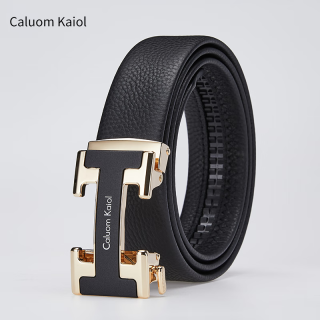 Caluom Kaiol 头层牛皮内穿式男士腰带 8026A时尚金色/外穿式 115cm -130cm默认随机(可修剪)