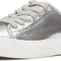 Keds 女式 Triple Kick 皮革时尚运动鞋, 银色金属皮革