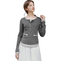 森马 Semirt恤女短款修身内搭25年春秋假两件打底衫亨利领109125101001 灰色调00322 M