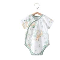 贝肽斯婴儿短袖包屁衣夏季薄款纯棉a类新生宝宝爬服三角哈衣 森林聚会 73cm(73cm)