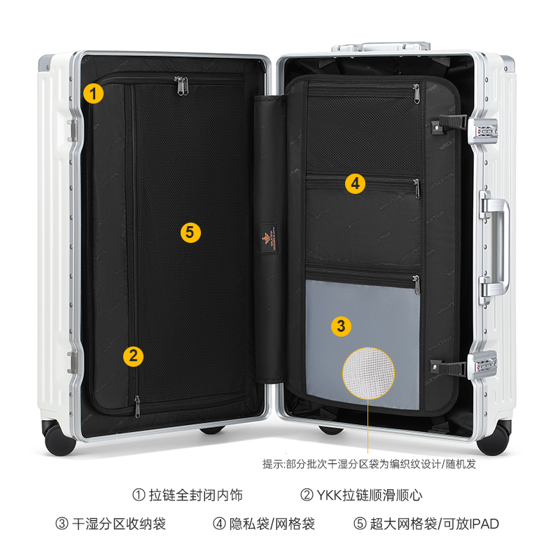 白色（高端品质+YKK拉链+慢回弹把手+赠箱套）