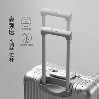 全铝镁合金拉杆箱万向轮金属行李箱女26寸29密码旅行箱子24寸22男 金属棕 22寸（全铝镁箱体+透明箱套）