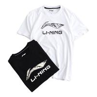 LI-NING 李宁 短袖男女同款T恤潮流休闲棉2022春夏季印花吸汗适透气