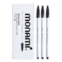 【开学必备】慕那美（monami）新P3000纤维笔水性笔中性笔勾线笔手帐笔学生用水笔 红色12支04009-03