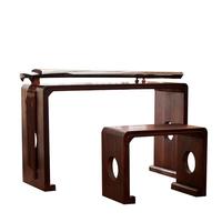 妙意轩共鸣烧桐木古琴桌凳中式条案供桌书案琴桌子仿汉国学桌茶艺 茶青色椭圆一套