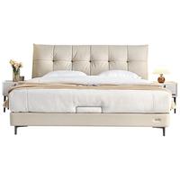 家居 真皮床舒适拉点靠包皮艺床双人床1.8米卧室床睡眠家具116026