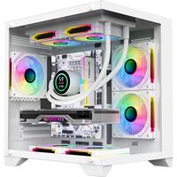 AOCCG391W白色 游戏电脑主机海景房机箱 双面玻璃/支持MATX主板/240水冷/7风扇位/270°全景/左右分仓