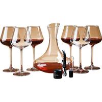 CLITON 玻璃红酒杯高脚杯勃艮第杯分酒器7件酒具套装 家用6个酒杯醒酒器