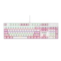 机械革命 耀·K330机械键盘 有线键盘 游戏键盘 金属面板104键混彩  粉白色 青轴