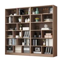 实采（SHICY）新品书架落地客厅置物架靠墙家用格子收纳柜子储物架书房图书馆书柜 【三组合款】270cm-原木纹色