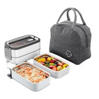 BOMANSI 博曼斯 不锈钢饭盒 2层 2格 1.5L+保温袋