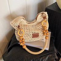 星昔 夏天海边沙滩包包女大容量镂空编织单肩草编托特水桶包520送女友 小号（赠斜挎带）