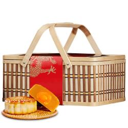 稻香村 月饼礼盒蛋黄莲蓉五仁蛋黄酥9味12饼中秋节礼品竹篮850g