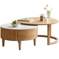 源氏木语实木茶几客厅家用白蜡木岩板茶桌小户型现代简约组合边几