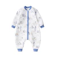 欧孕睡袋婴儿春秋款空气层夹棉儿童分腿宝宝防踢被子纯棉保暖 极地白熊【春秋17-25℃】 90码-身高80-95-年龄15月-2.5岁