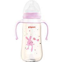 贝亲 经典自然实感系列 AA169 PPSU双手柄彩绘奶瓶 330ml 粉色小兔 L