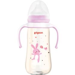 贝亲 经典自然实感系列 AA169 PPSU双手柄彩绘奶瓶 330ml 粉色小兔 L