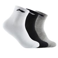 LI-NING 李宁 男子运动袜 AWSR154-1 黑色/白色/灰色 38-44 三双装