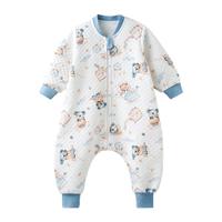 欧孕（OUYUN）睡袋婴儿春秋款空气层夹棉儿童分腿宝宝防踢被子纯棉保暖 森林夜曲【春秋17-25℃】 80码-身高55-80-年龄3-18月