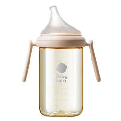babycare 歪头奶瓶仿母乳新生儿学饮杯PPSU耐摔L嘴 240ml芘克粉