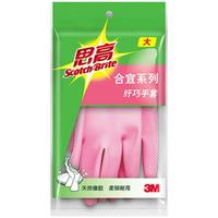 Scotch-Brite 合宜系列 纤巧型橡胶手套 大号 1双 樱花粉