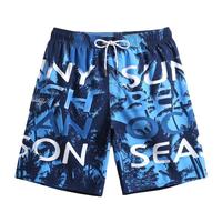 盖浪（GAILANG） 度假沙滩裤男速干宽松大码渐变休闲裤 旅游温泉短裤游泳裤 H1013蓝底字母（带内衬） XXL