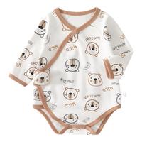 贝肽斯婴儿衣服包屁衣秋冬季纯棉长袖打底新生儿秋装男女宝宝三角哈衣 奥利小熊 (单件装) 66cm
