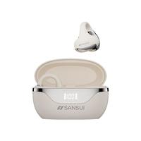 山水（SANSUI）W40 蓝牙耳机耳夹式骨传导耳机概念开放式无线运动 跑步通话降噪挂耳适用于华为小米苹果 白