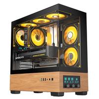 AOCCG429智控屏显桌面电竞木纹机箱 支持ATX主板/360水冷/显卡限长410mm/风扇位×9 CG429B黑【ATX 带数字屏显】