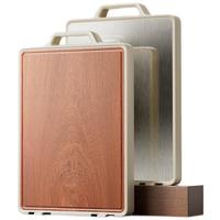 双枪 SUNCHA切菜板防霉抗菌家用不锈钢双面砧板厨房食品级实木案板 【乌檀木+304不锈钢】加厚中号【可立可挂  双面分切 】