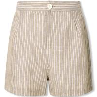 麦檬【/捡漏】中七分袖通勤气质条纹亚麻西装外套女5C4210981 浅棕下装5C4251271 S