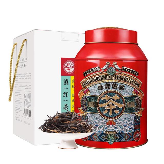 虎标茶 滇红茶 云南原产红茶特级茶叶  罐装礼盒 450g年货礼盒
