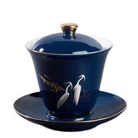 容山堂 霁蓝描金盖碗 180ml 霁蓝描金