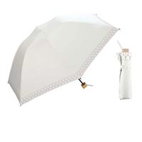 Wpc.遮阳伞日本太阳伞轻量素色遮光鸟笼伞彩胶防晒刺绣遮热晴雨两用伞 遮光鸟笼桃心刺绣801-6383-米白