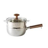 kimscook【厨房好物】无涂层家用小奶锅日式雪平锅五层不锈钢20cm+蒸屉