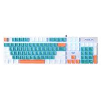 AULA 狼蛛 F2068Pro 104键 有线机械键盘 白绿 茶轴 冰蓝光