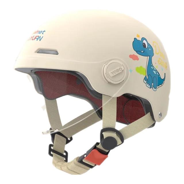 移动端、京东百亿补贴：绿源 电动车3C儿童头盔可爱卡通萌趣3-12岁宝宝头盔 小恐龙-卡其色-