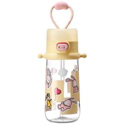 babycare 免拧户外运动水杯儿童学饮直饮吸管杯幼儿园上学水壶-黄色 晨光黄650ml