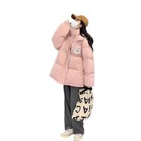 相伊恋人羽绒棉服女2024年冬季短款棉衣外套加厚棉袄小个子宽松面包服 米白色 M码【105-125斤】