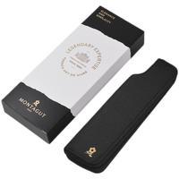 梦特娇（MONTAGUT） 十字纹皮纹牛皮拉链笔袋皮套钢笔签字笔笔套男女简约便携商务办公多功能收纳袋 黑色错位笔袋