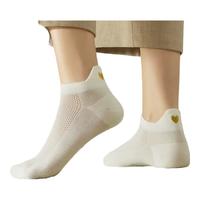 浪莎袜子女夏季薄款100%纯棉吸汗透气白色网眼短袜抗菌防臭不掉跟船袜 【纯棉抗菌消臭】 6双 均码