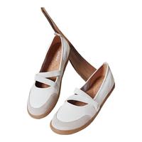 Bata浅口鞋女牛皮舒适通勤芭蕾舞奶奶鞋AV207AQ4 米白 39