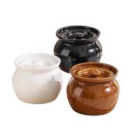 佩尔森小瓦罐陶瓷炖盅隔水炖燕窝蒸汤盅带盖一人食蒸蛋碗棕色 500ml 炖盅棕色 500ml