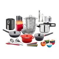 双立人(ZWILLING)锅具套装不粘炒锅蒸锅平底煎锅奶锅碗筷料理机珐琅锅刀具厨具全套 前程似锦32件套